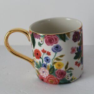 Rifle Paper for Anthropologie Garden Party Monogram Mug Porcelain Gold Trim